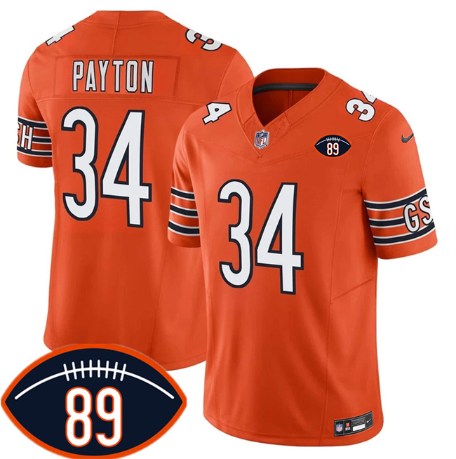Men's Orange Chicago Bears #34 Walter Payton 2026 F.U.S.E. With Mike Ditka 89 Patch Vapor Untouchable Limited Stitched Football Jersey